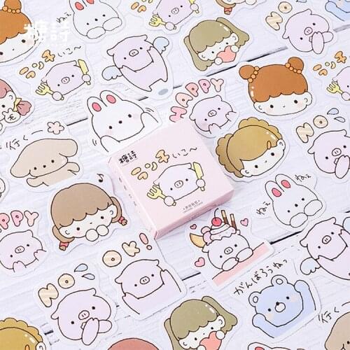 45pcs/box Cute Pig Mini Paper Sticker Decoration Diy Ablum Diary Scrapbooking Label Sticker Stationery School Supply