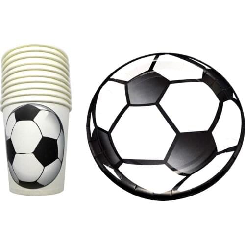 60pcs/lot Baby Shower Decoration Football Theme Plates Disposable Tableware Set Birthday Party Boy Favors Soccer Design Cups