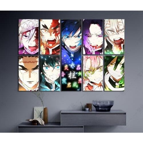 9 Piece Kimetsu No Yaiba Anime Poster Demon Slayer Poster Wall Decoration Paintings Canvas Wall Art Paintings-NO FRAME