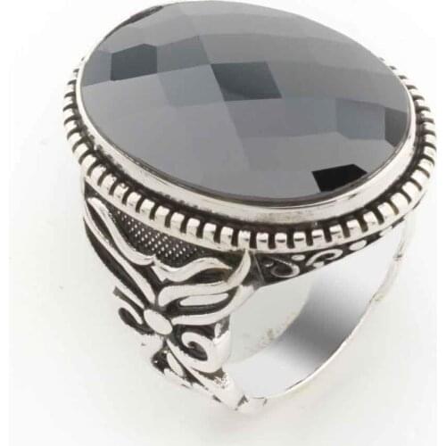 925 sterling Silver Black Zircon Men Ring Model 7