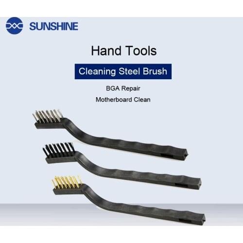 Anti-Static 3 In 1 Phone Maintenance Motherboard Steel Brush Fine Cleaning Brush Soft Brushs BGA Repair Hand Tools