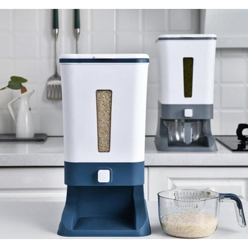 12 Kg Automatic Rice Dispenser Moisture-proof Food Grade Great Kitchen Organizer Household Sealed Grain Container Bin with Drain