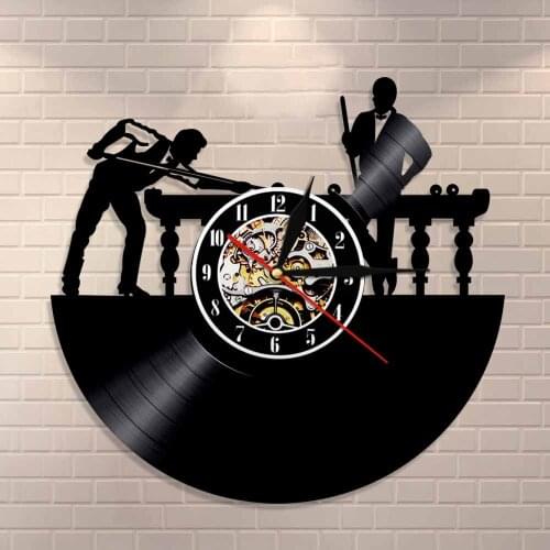 Billiards Player Wall Sign Personalised Wall Clock Man Cave Gift Unique Pool Billiards Snooker Room Decor Vinyl Record Clock