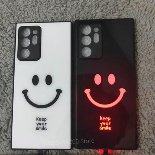 Smile LED Flash Call Light Case For Samsung A40 A50 A30S A20E A22 A52 A32 A12 A42 A21S A31 A51 A71 Temper Glass Cover Funda