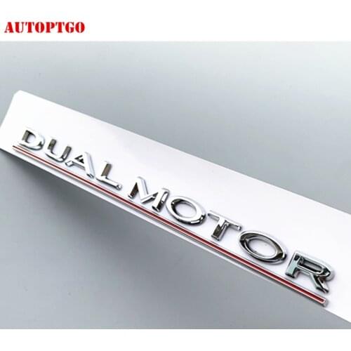 Black or Silver Rear Trunk Tail 3D Letter Dual Motor Badge Emblem Underline Sticker Logo Decal For Tesla 3 Model 3