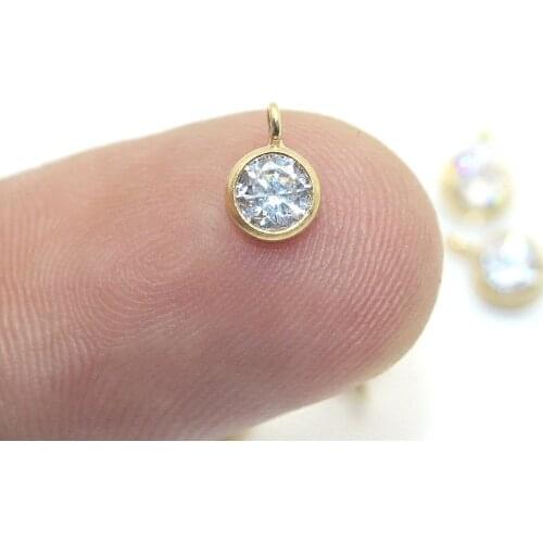Jewelry Making Handmade 14k Gold 4mm White Zircon Pendant Gook Pendant for DIY Jewelry Accessories