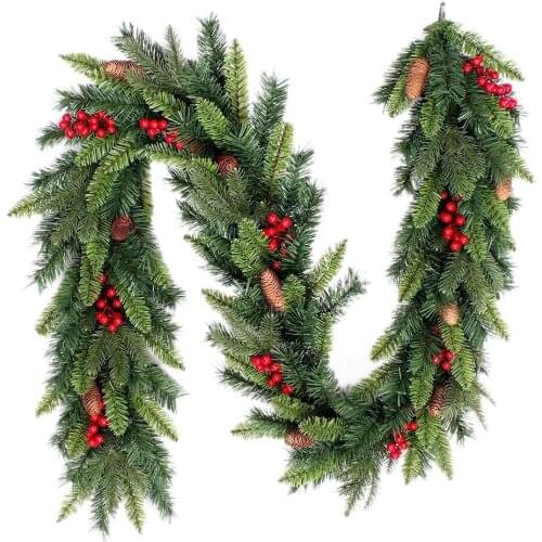 2M hanging Christmas ornaments for home Shop Outdoor Christmas decoration Xmas Tree decor holly with pine cone and llex cornuta