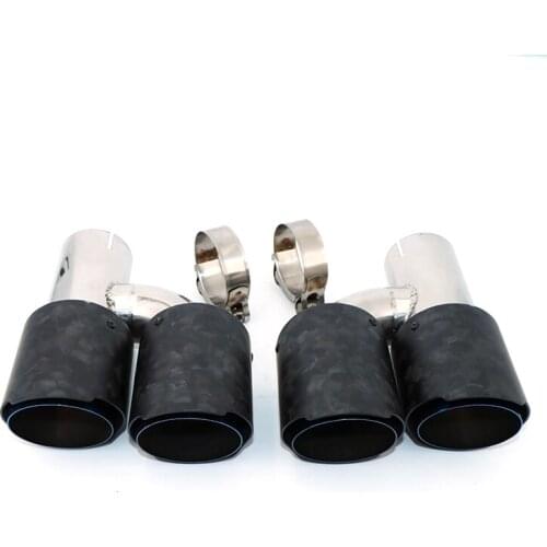 Exhaust pipe silencer tail throat H-shaped carbon fiber forged matte double outlet 304 stainless steel grilled blue tail SZ015