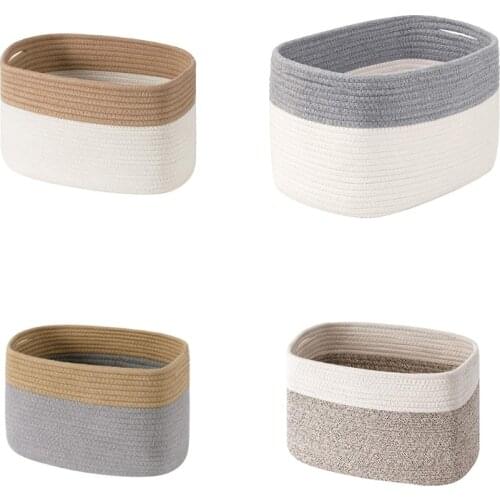 Cotton Rope Storage Baskets Bins Cube Organizer Decorative Woven Basket for Nursery Baby Clothes Toy Makeup Towels