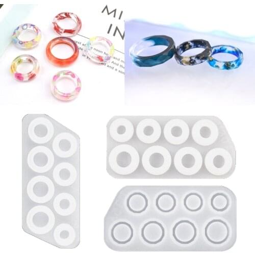 Assorted Rings Crystal Epoxy Resin Mold Jewerly Ring Silicone Mould DIY Crafts Casting Tool