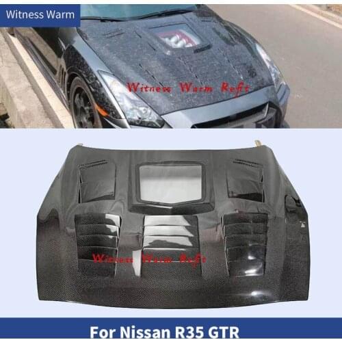 Forged carbon/Carbon fiber/FRP Transparent front engine hood bonnet cover for GT-R GTR R35 car body kit 09-15