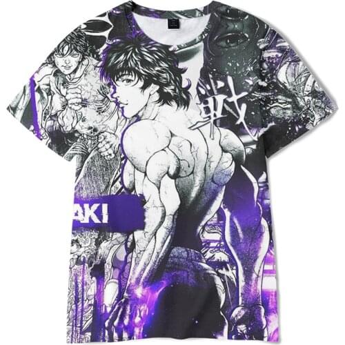 Summer Men Women 3D Cartoon Comic Grappler Baki Pinted T-Shirt Boy Girl Fashion Anime Fans Tshirt Teens Birthday Party Gift Tees