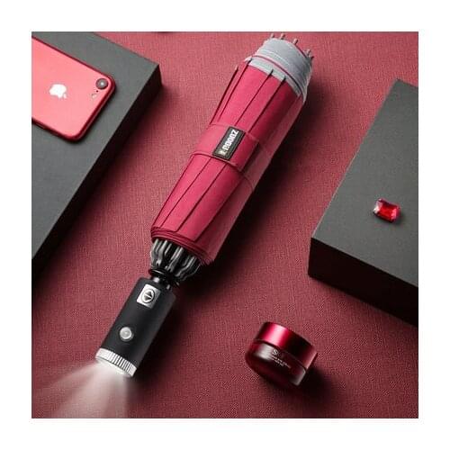 LISM Automatic Reverse Umbrella Men Led Luminous Windproof Folding Business Strong Umbrella Rain Men Car High Quality Umbrellas