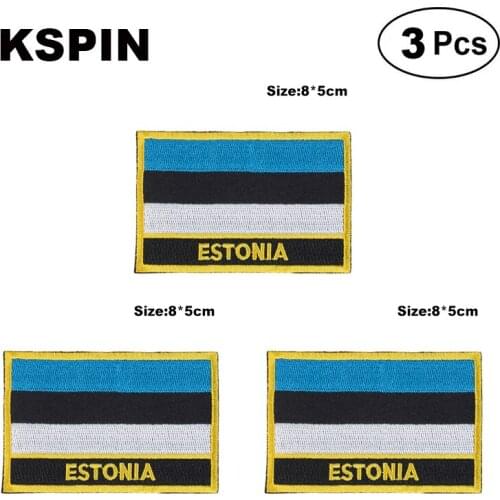 Estonia Rectangular Shape Flag patches embroidered flag patches national flag patches for clothing DIY Decoration