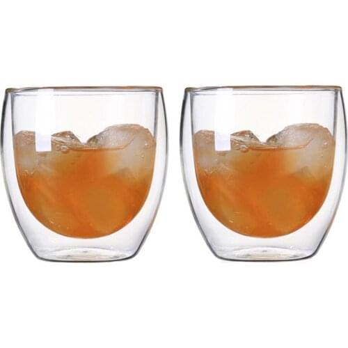 New Glass Cup Double Walled Heat-resistant Tea Coffee Mug Handmade Juice Beer Mug Whiskey Glasses Drinkware 80ml 2.7oz