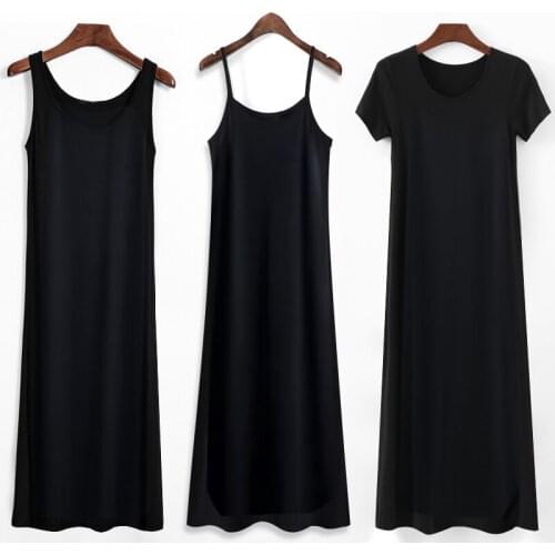 2021 New Suspender Dress Womens Summer In The Base Black Vest Long Skirt Spring and Autumn Skirt