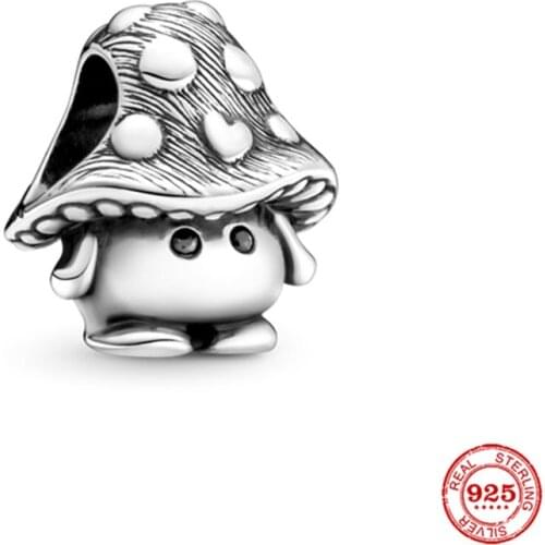 New Original Silver Color Mushroom Beads Fit European Pandora Charms Bracelet Bangles Jewelry P671