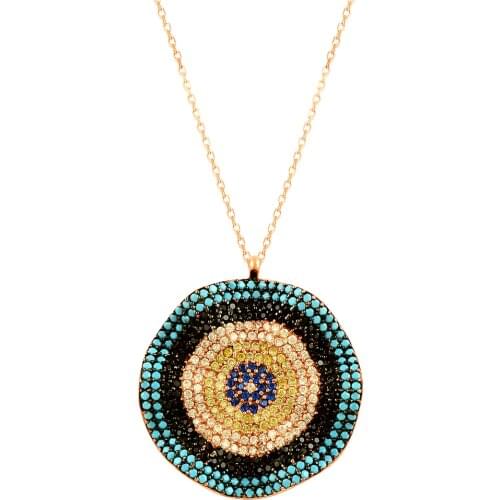 Original Evil Eye Necklace Art Design NEW Authentic Turquoise Evil Eye Charm Women Jewelry 925 Sterling Silver Women Necklace