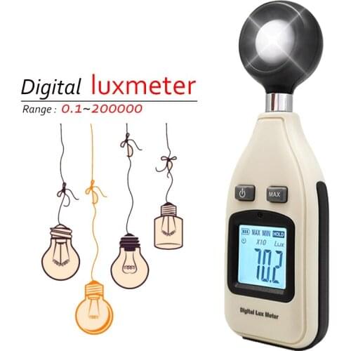2-in-1 Illuminometer 0.1~200,000Lux Hold function,Auto Manual Range Enviroment Lighting Tester For Photometer Photography 0.1Lux