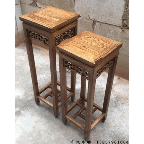 North elm Ming and Qing flower stand Chinese antique flower pot stand solid wood bonsai stand living room solid wood flower stan