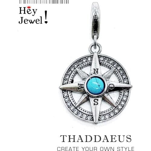 Compass Charm 2021 Brand New Vintage Fine Women Men Jewelry 925 Sterling Silver Wanderlust Pendant Fit Bracelet