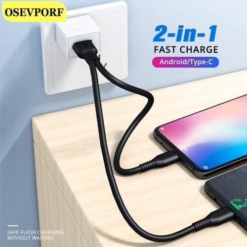 OPPSELVE 2 in 1 USB Type C Micro USB C Splitter Cable Charging For 2 USB C Devices Charger Cord For 2 Micro Mobile Phone Charge