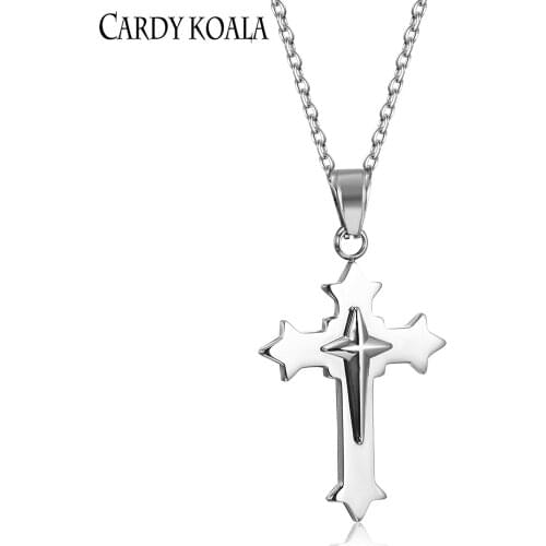 Harajuku style cross necklace men and women trendy brand titanium steel European and American hip-hop couple jewelry religious s