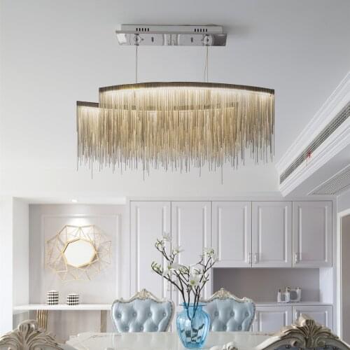 Postmodern Led Chandelier Light Atmospheric Crystal Lamp European Living Dinning Room Bedroom Study Round Tassel Lighting