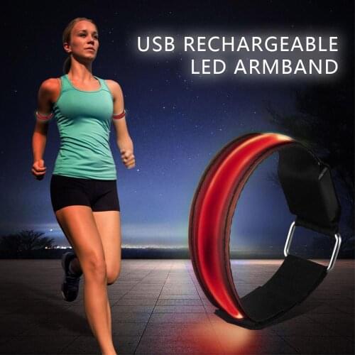 LED Armband Adjustable Wristband Reflective Flashing Strips Ankle Glow Bracelet Safety Light for Night Jogging Walking Biking