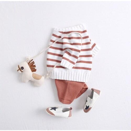 Warm stripe baby sweaters+knitted shorts suit for girls clothes boys jackets outwear toddler girls clothing set children sunsuit