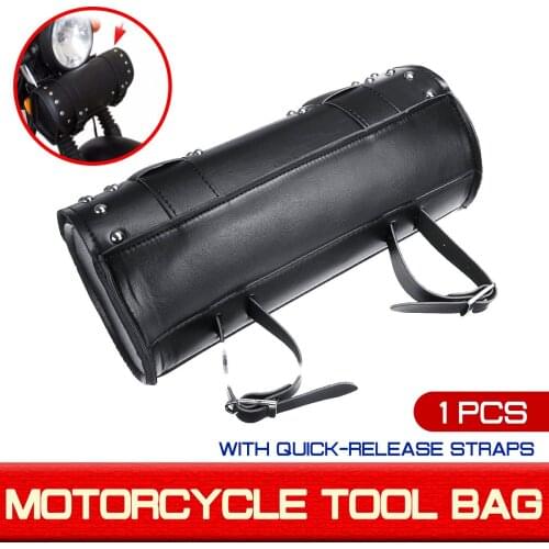 Universal Black Front Fork Motorcycle Tool Bag Handlebar Saddlebag Roll Barrel Racing Tail Barrel Storage