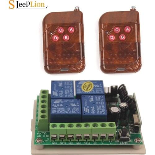 Sleeplion 24V 4CH Switch Remote Control Universal Remote Relay Switch 24V 4 Channel Relay Transceiver Module Board 315MHz 433MHz
