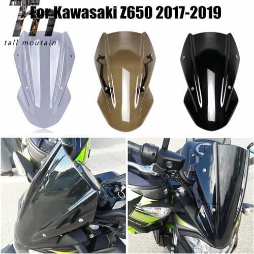 For Kawasaki Z650 Z 650 Z-650 2017 2018 2019 WindScreen Windshield Shield Screen Visor Wind Deflector with Bracket Double Bubble