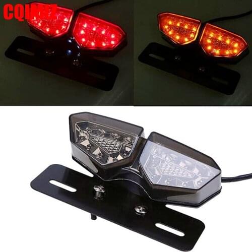 12V Motorcycle Taillight LED Turn Signal Rear Brake Lights Motocross License Plate Light Integrated For Custom Motorbike