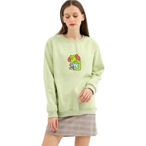 Cute Frog Sweatshirt Cotton Streetwear Harajuku Oversize Women Hoodies Tops Goth Aesthetic Long Sleeve Hoodie for Teenager Girls