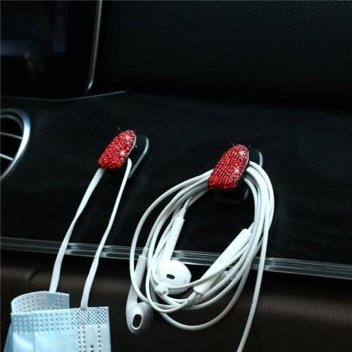 1Pcs Rhinestone Car Mounted Hooks Clip Mini Bling Car Hooks Crystal For Groceries Bag Home Wall Decorations Door Key Hanging