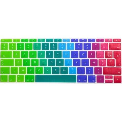 12 French UK/EU Franch Silicone Pure Color AZERTY Keyboard Cover Protector Skin Guard for Mac Book 12 Inch