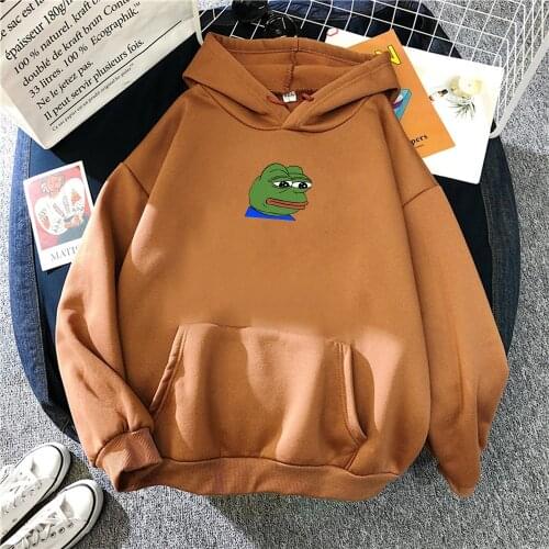 2021 Loose Comfortable Men Hoodies Sad Frog This Is A Sad Story Print Tops Thick Fashion Male Hoody Oversized Coldproof Hooded