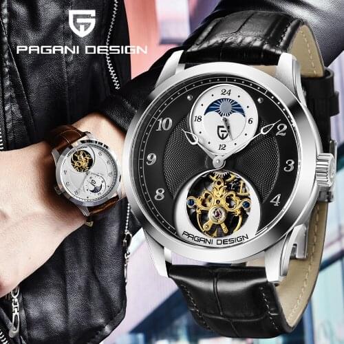 PAGANI Design Automatic Mechanical Watches Mens 2021 Top Luxury Brand Tourbillon Watch Fashion Leather Strap Waterproof Watches