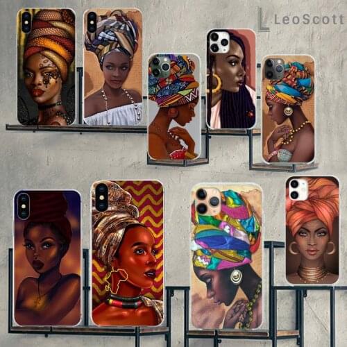 Art african black girl melanin Phone Case For iphone 12 5 5s 5c se 6 6s 7 8 plus x xs xr 11 pro max
