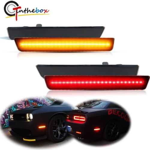 Gtinthebox CAN-bus Error Free Front Amber Rear Red Full LED Car Fender Side Marker Lights For 2008-up Dodge Challenger Charger