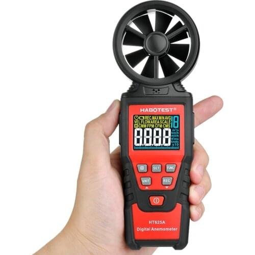 HABOTEST Wind Meter HT625 Anemometer Mini Wind Speed Gauge Meter Air Volume Speed Scale Air Temperature Humidity Measuring