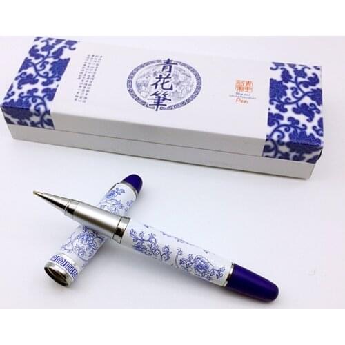 Blue and White Porcelain Chinese Gel Ink Pen Business Gift Set Vintage High Quality Classic Business Party Favor