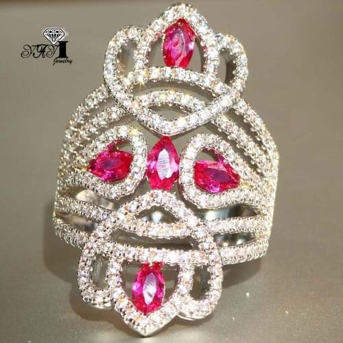 YaYI Fine Jewelry Princess Cut White Claw Set Over 200pcs Expensive Cubic Zirconia Silver Color Wedding Party Lovers Rings