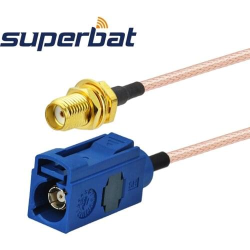 Superbat Fakra "C" Female Jack to SMA Jack Female Pigtail Cable RG316 15cm for GPS/GSM Telematics or Navi