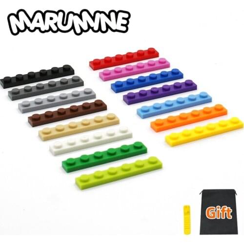 MARUMINE 200PCS/Lot 1x6 Plate Building Blocks Parts Accessories Classic MOC Bricks Particles Educational Juguetes City