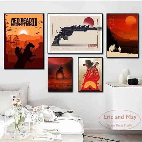 Red Dead Redemption Game Canvas Painting Posters And Prints Pictures On The Wall Vintage Poster Decorative Home Decor Obrazy