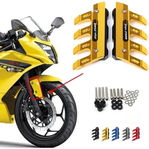 With Logo For Kawasaki Ninja 250R Motorcycle Mudguard Front Fork Protector Guard Block Front Fender Anti-fall Slider Accessories