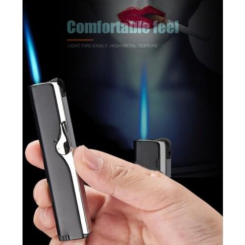 Metal Gas Lighters Windproof Cigar Butane Lighters Spray Gun Portable Jet Torch Blue Flame Lighter Ignition Tool For Men No Gas