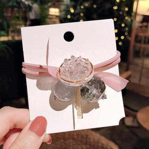 MISANANRYNE Women Girls Crystal Ball Elastic Hair Bands Sweet Ponytail Holder Scrunchie Headband Fashion Hair Accessories